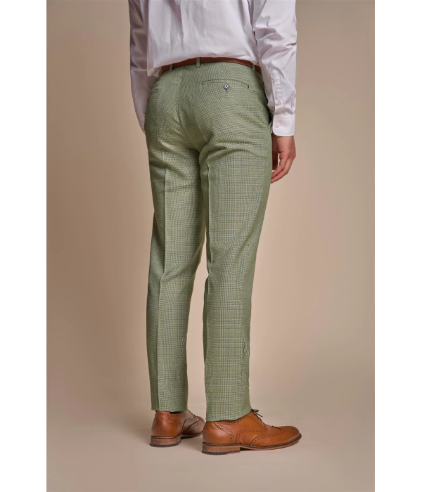 Caridi - Men's Sage Green Checked Trousers