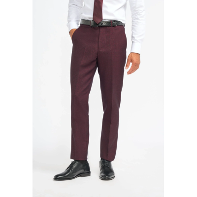 Caridi - Men's Burgundy Checked Trousers