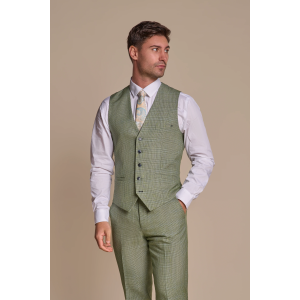 Caridi – Men’s Sage Green Checked Waistcoat