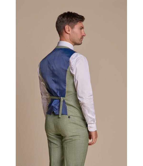 Caridi - Men's Sage Green Checked Waistcoat