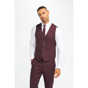 Caridi – Men’s Burgundy Checked Waistcoat