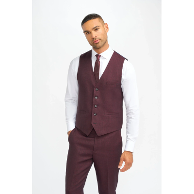 Caridi - Men's Burgundy Checked Waistcoat