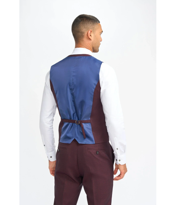 Caridi - Men's Burgundy Checked Waistcoat