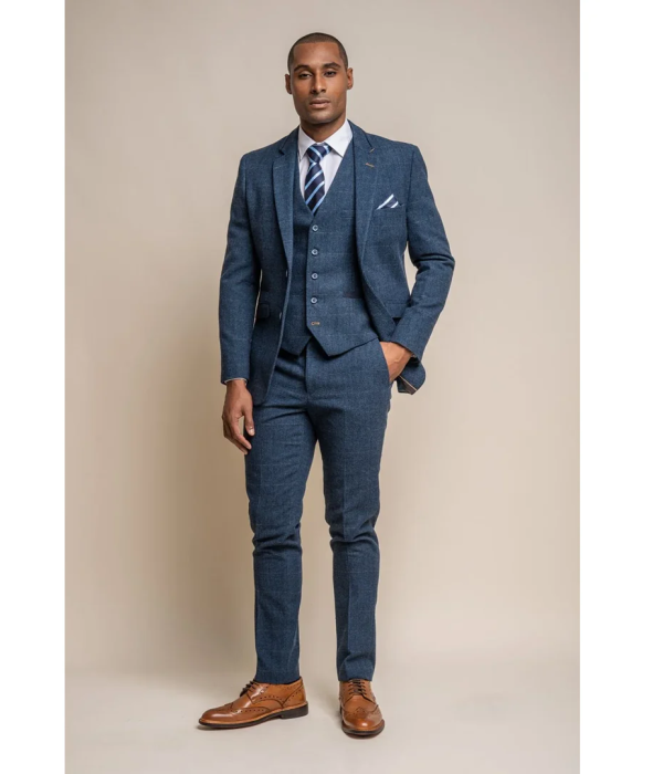 Carnegi - Men's Navy Check Tweed Blazer