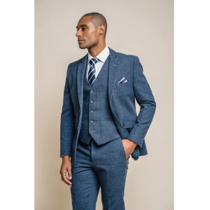 Carnegi – Men’s Navy Check Tweed Blazer