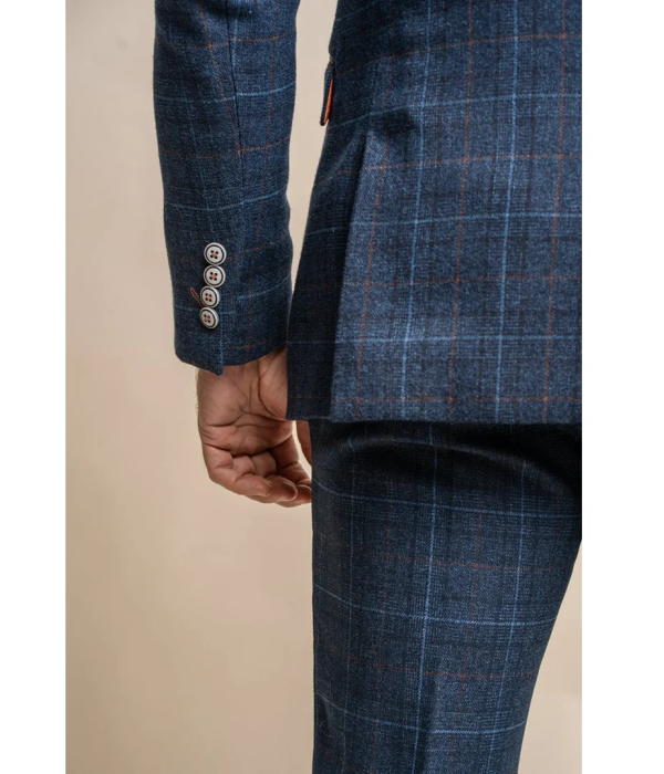 Cody - Men's Navy Blue Check Blazer