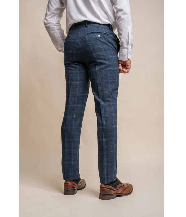 Cody - Men's Navy Blue Check Trousers