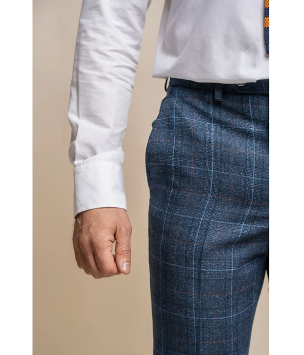 Cody - Men's Navy Blue Check Trousers