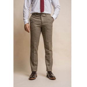 Gaston – Men’s Tweed Olive Check Trousers