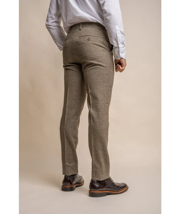 Gaston - Men's Tweed Olive Check Trousers