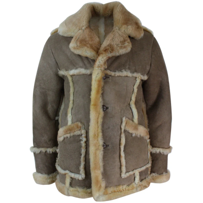 Men's Beige Cream Brown Original 3/4 Long Sheepskin Jacket