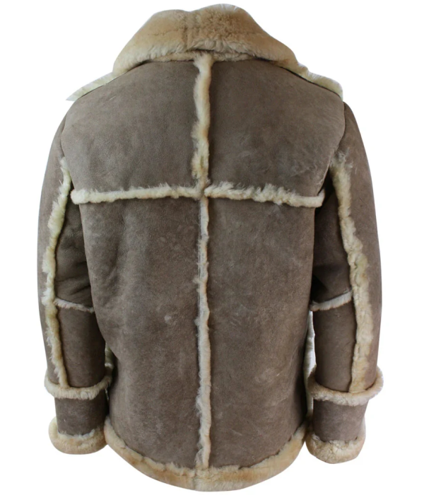 Men's Beige Cream Brown Original 3/4 Long Sheepskin Jacket