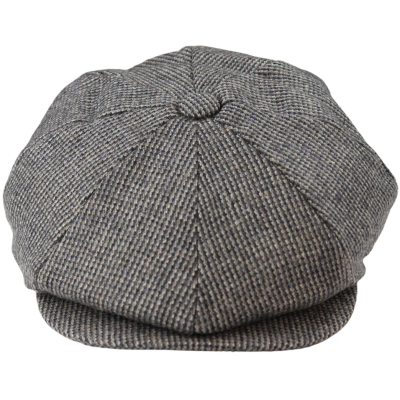 Men's 8 Panel Razor Baker Boy Hat Wool Tweed Shelby Newsboy Flat Cap Grey