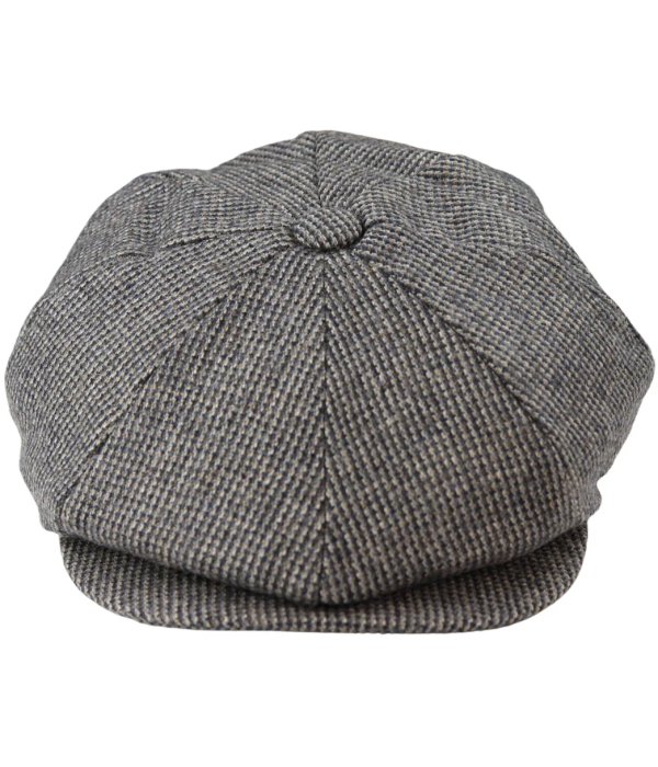 Men's 8 Panel Razor Baker Boy Hat Wool Tweed Shelby Newsboy Flat Cap Grey