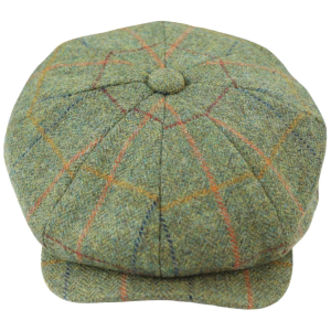 Men’s 8 Panel Razor Hat Tweed Blinders Newsboy Green Check Flat Cap