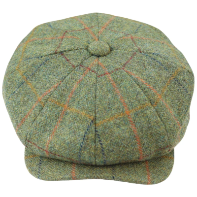 Men's 8 Panel Razor Hat Tweed Blinders Newsboy Green Check Flat Cap