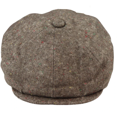 8 Panel Baker Boy Cap Shelby Hat Wool Tweed Classic Brown Razor