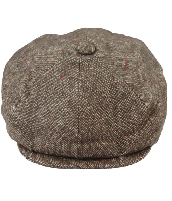 8 Panel Baker Boy Cap Shelby Hat Wool Tweed Classic Brown Razor