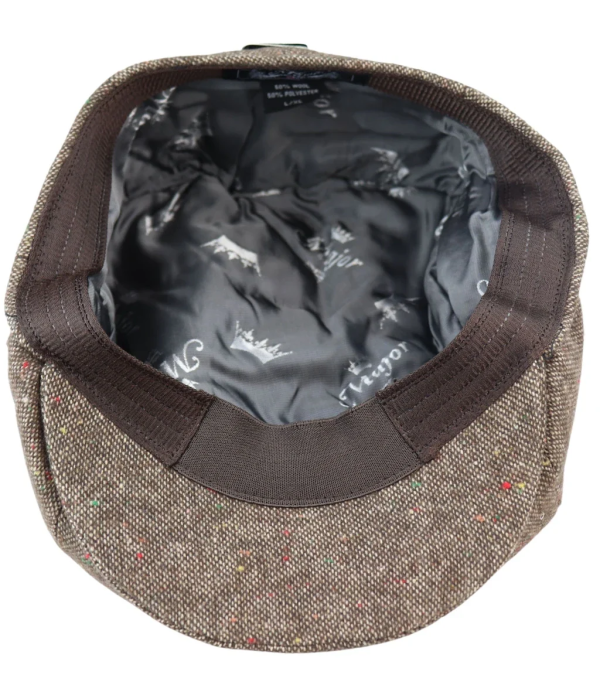 8 Panel Baker Boy Cap Shelby Hat Wool Tweed Classic Brown Razor