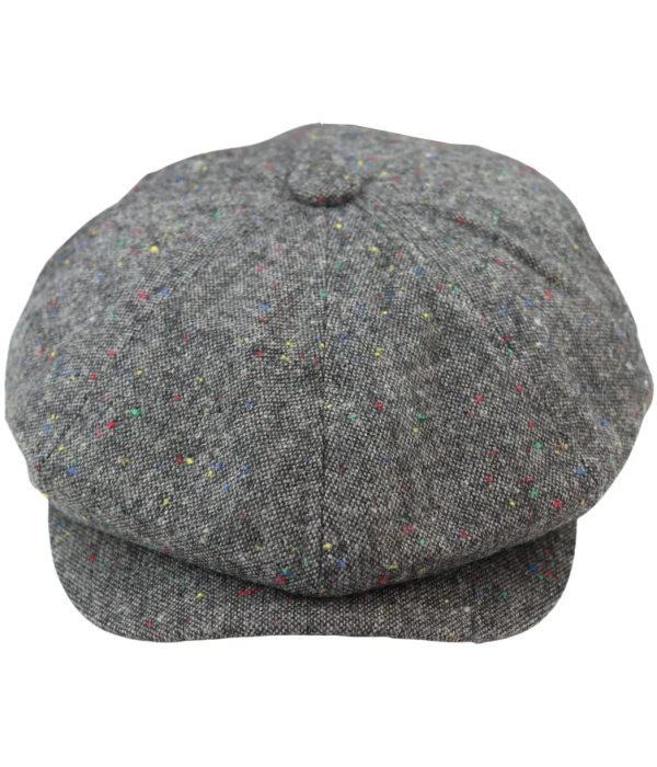 8 Panel Baker Boy Cap Shelby Hat Wool Tweed Classic Grey Razor