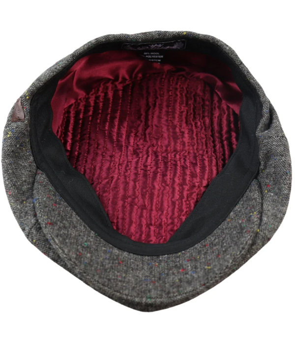 8 Panel Baker Boy Cap Shelby Hat Wool Tweed Classic Grey Razor