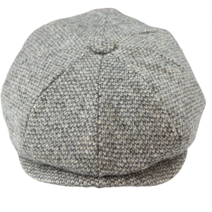 8 Panel Baker Boy Cap Shelby Hat Wool Tweed Classic Light Grey Razor