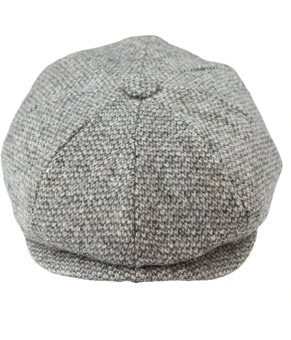 8 Panel Baker Boy Cap Shelby Hat Wool Tweed Classic Light Grey Razor