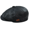 Men's 8 Panel Razor Baker Boy Hat PU Leather Blinders Newsboy Flat Cap Black
