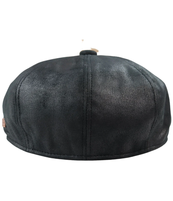 Men's 8 Panel Razor Baker Boy Hat PU Leather Blinders Newsboy Flat Cap Black