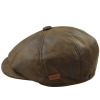 Men's 8 Panel Razor Baker Boy Hat PU Leather Blinders Newsboy Flat Cap Brown