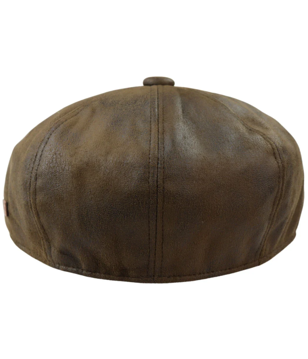 Men's 8 Panel Razor Baker Boy Hat PU Leather Blinders Newsboy Flat Cap Brown