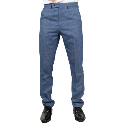 Earl - Men's Blue Checked Trousers