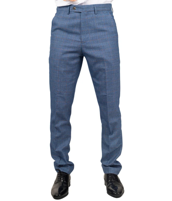 Earl - Men's Blue Checked Trousers