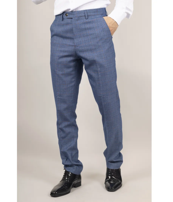 Earl - Men's Blue Checked Trousers