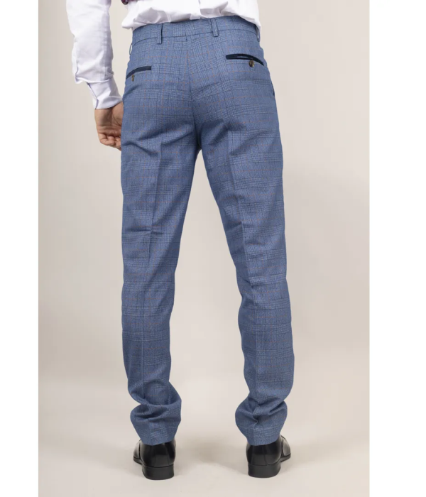 Earl - Men's Blue Checked Trousers