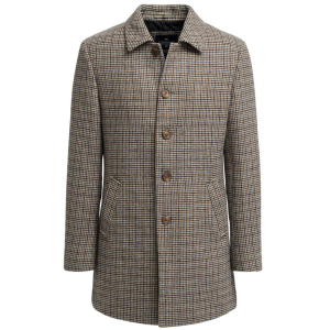 Eddie – Men’s Tan Brown Wool Blend Tweed Overcoat