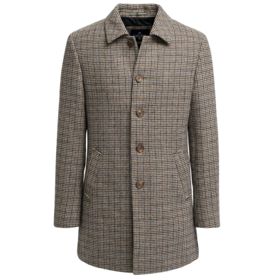 Eddie - Men's Tan Brown Wool Blend Tweed Overcoat