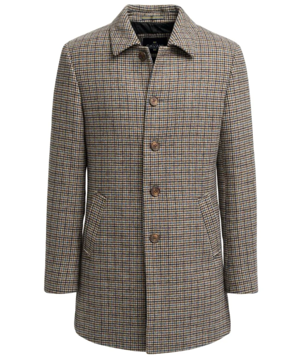 Eddie - Men's Tan Brown Wool Blend Tweed Overcoat