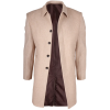 Men's Classic Collar Wool Blend Beige Overcoat