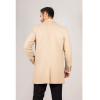 Men's Classic Collar Wool Blend Beige Overcoat