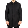 Men's Classic Collar Wool Blend Black Overcoat