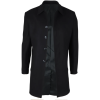 Men's Classic Collar Wool Blend Black Overcoat