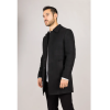 Men's Classic Collar Wool Blend Black Overcoat