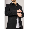 Men's Classic Collar Wool Blend Black Overcoat