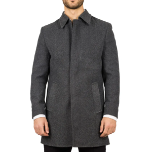 Men’s Classic Collar Wool Blend Grey Overcoat