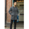 Men's Classic Collar Wool Blend Grey Overcoat