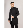 Men's Stand Collar Wool Blend Black Overcoat