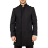 Men's Stand Collar Wool Blend Black Overcoat