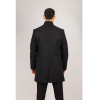 Men's Stand Collar Wool Blend Black Overcoat