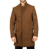 Men's Stand Collar Wool Blend Brown Overcoat